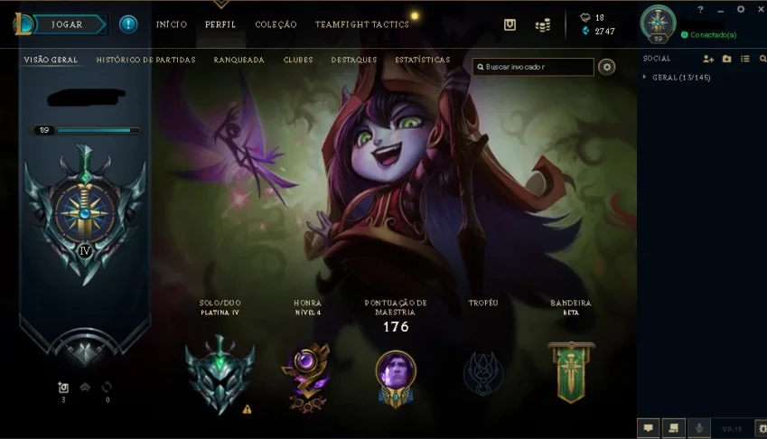CONTA - LOL (PLATINA IV / SoloDuo e OURO IV / Flex)