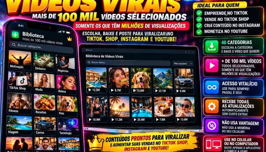🔥 100 Mil Vídeos Para Viralizar, Engajar E Ganhar Seguidore