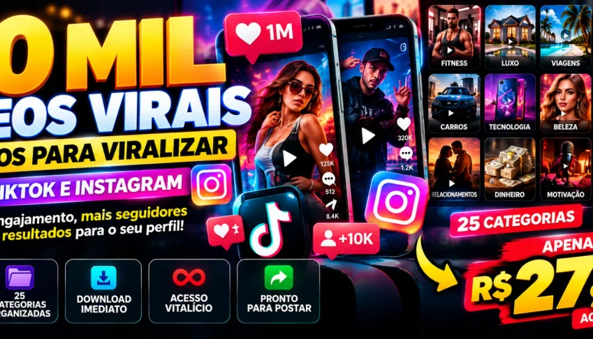 🔥 50 Mil Vídeos Para Viralizar, Engajar E Ganhar Seguidores