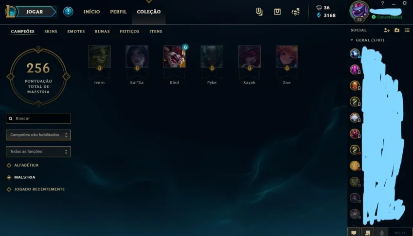 Conta nivel 32 +75 skins+135 campeões+prata v