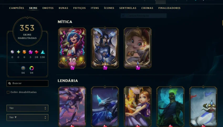 Conta de League of Lengends desde 2012