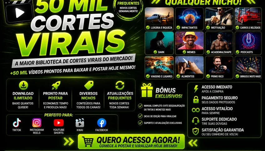 🚀 50 Mil Cortes Virais Na Sua Mão