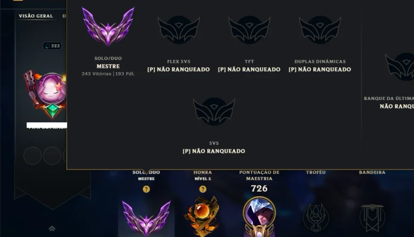 Mestre com TODOS os Champs e 248 Skins ( 193 PDL )