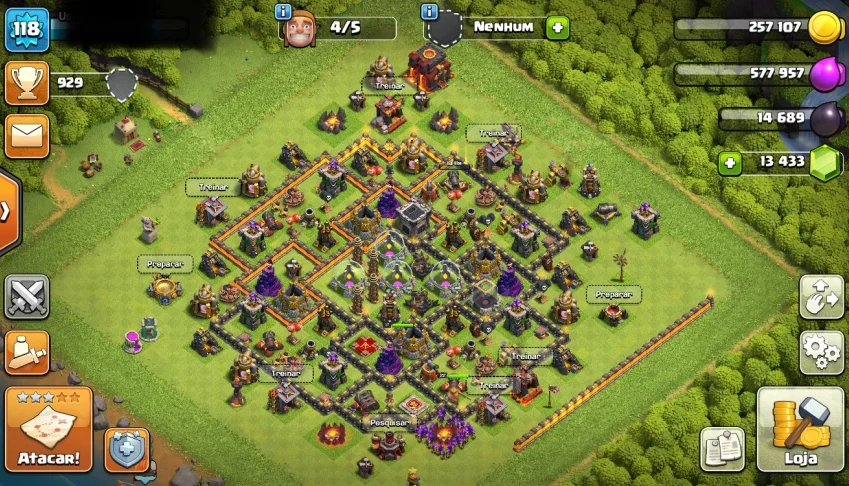 Conta clash of clans cv 10 semi full com 13400 gemas