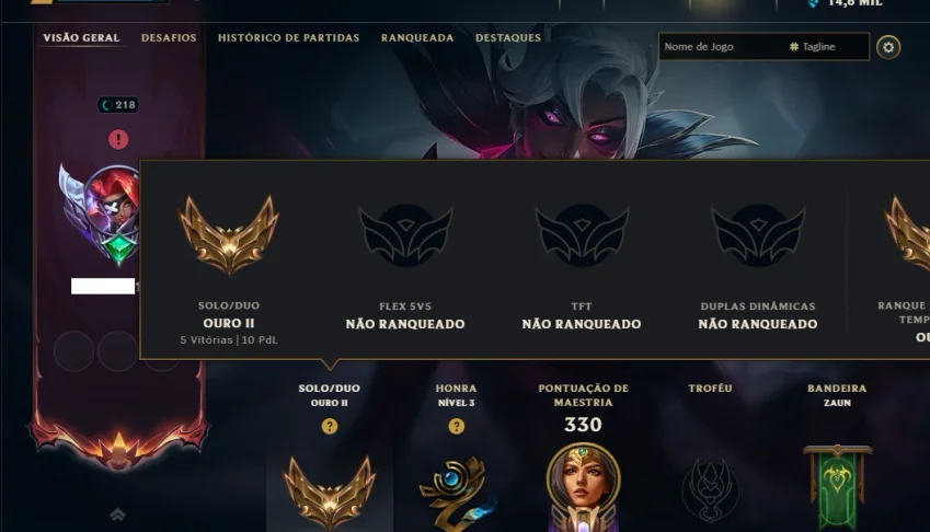 Ouro 2 com 120 Champs e 64 Skins ( MAIN ADC )
