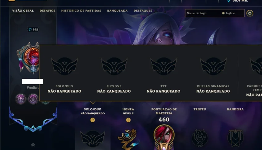 Unranked com TODOS os Champs e 176 Skins ( MID / ADC / SUP )