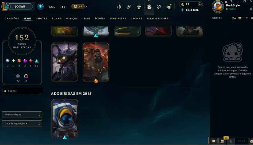 conta de lol 11 anos muita skin