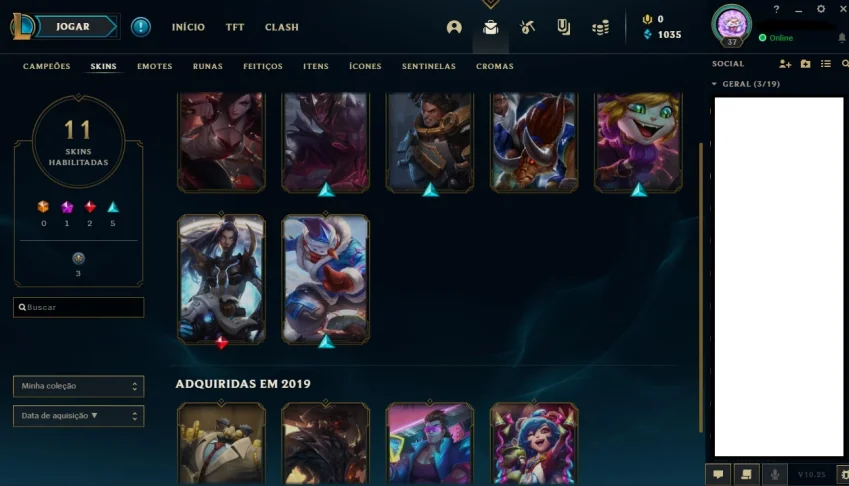 2 contas de lol com skins