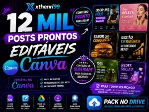 12 Mil Posts Prontos Editáveis no Canva | Pack Completo