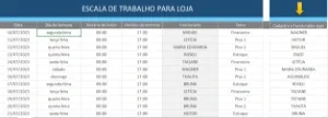 Planilha De Escala De Trabalho Para Loja - Editavel