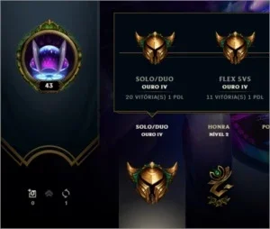 Conta LOL ✅ LVL 43 ✅ ELO GOLD ✅ Skin ULTIMATE da Sona ❗️❗️