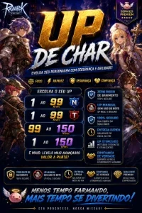 Boost char/UP de char 1 ao 99 N, 1 ao 99 T, 99 ao 150.(ETC)