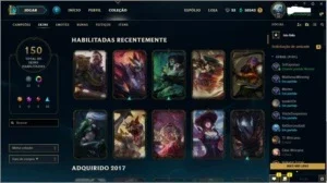 Conta League of Legends Todos Campeões 150 skins Platina 3