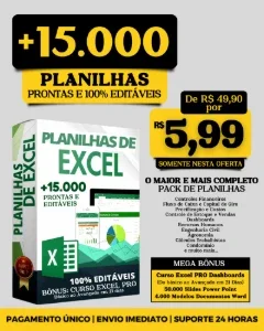 Super Pack +13.000 Planilhas Prontas Editáveis.