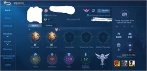 Conta Moba todos os Herói  e 119 skins
