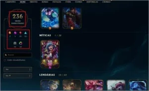 CONTA LOL 236 SKINS+ 226 ICONES