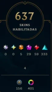 conta lol com 637 skins