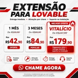 Extensão Para Lovable | Chave Vitalícia e Planos Mensais |