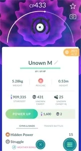 UNOWN Letra M - Vários Disponíveis - (Leia a Descrição)