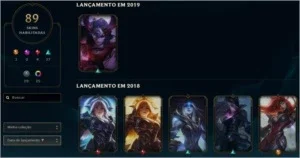 conta lol plat 4 139 campeoes 89 skins 1 ultimate 25 cromas