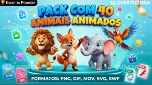 Pack de 40 Animais Animados