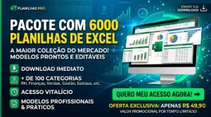Pacote com 6800 Planilhas de Excel