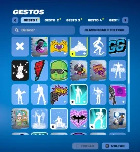 conta fortnite 18 pacotes, e uns emotes legais