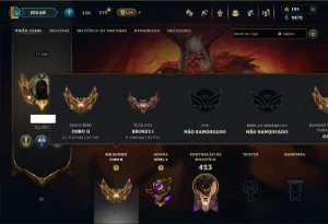 Ouro 2 com TODOS os Champs e 264 Skins ( TOP / SUP / JG )