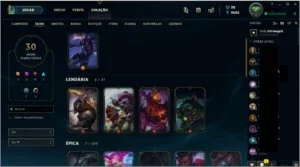 Conta lvl 77 LOL-70 Champs-30skins (+ EZ PULSF.)