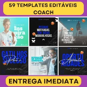 Pack Artes Canva Coach 59 Temas Editáveis Vol. 1