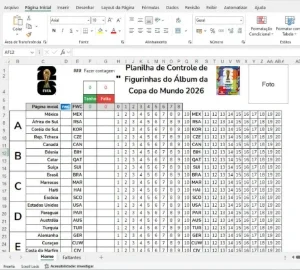 Planilha De Controle De Figurinhas Do Álbum Da Copa Do Mundo