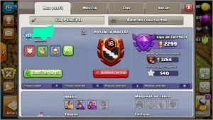 CONTA NO CLASH OF CLANS CV 11 QUASE FULL