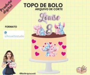 Arquivo De Corte - Topo De Bolo - Stich E Angel Mod 2