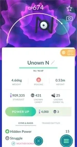 UNOWN Letra N - Vários Disponíveis - (Leia a Descrição)