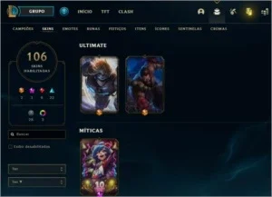 conta lol 106 skins lvl 294 all champs