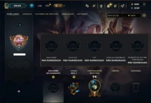 Unranked com 60 Champs e 45 Skins +3000 RP