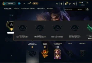 Unranked com 50 Champs e 7 Skins ( ex esmeralda )