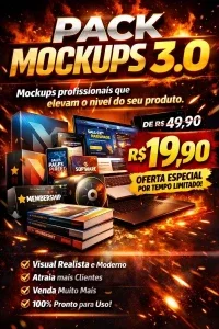 Pack Mockups 3.0 Visual Profissional para Produtos Digitais