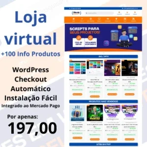 loja virtual completa com 100 produtos digitais inclusos