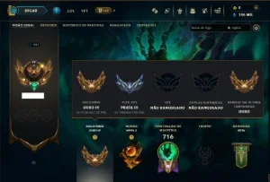 Ouro 4 com TODOS os Champs e 164 Skins( JG / TOP / SUP )