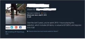 Conta steam avaliada em 1100 dólares
