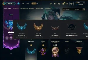 Platina 4 com TODOS os Champs e 294 Skins ( JG / TOP / MID )