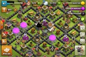 clash of clans cv8 com 4 construtores e 824 gemas