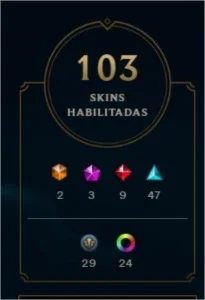 Conta League Of Legends Platina, 103 Skins e 55 frag skin