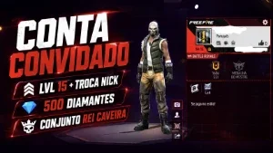 Conta Free Fire 500 Diamantes 💎 Conjunto Rei Caveira