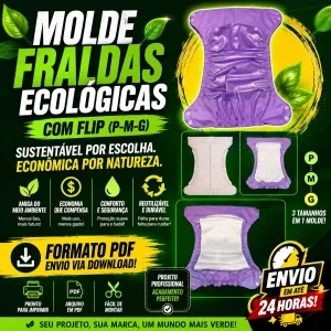 Molde Fraldas Ecológicas com Flip - Tamanhos P/M/G