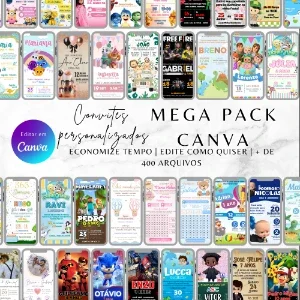 Mega Pack Canva Convites Digitais + Bônus