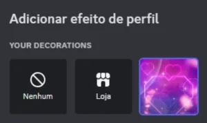 Conta discord 2023 1 efeito de decoração, 1 bordinha