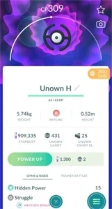 UNOWN Letra H - Vários Disponíveis - (Leia a Descrição)