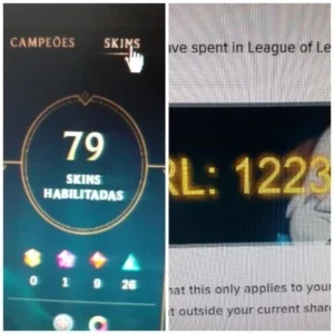 Conta  LolUnranked com 80 skins120 campeoes  por 800 reais